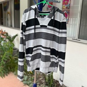 Beautiful Giant Men’s/Unisex Black and White Striped Hoodie Size Medium